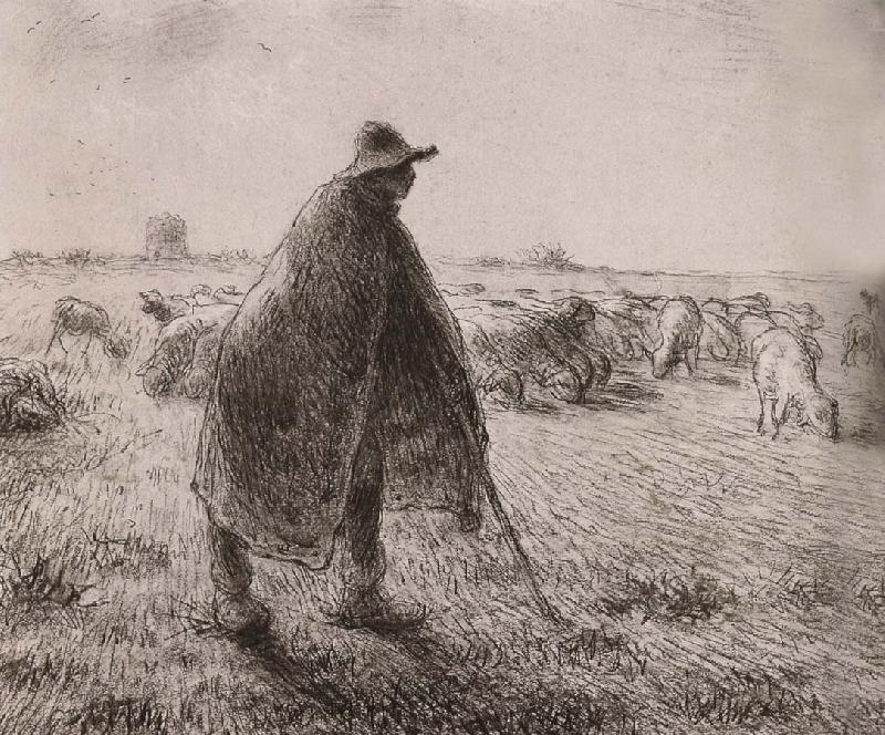 Jean Francois Millet Shepherden in the field oil painting image